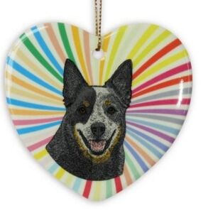 AUSTRALIAN CATTLE DOG ceramic heart ornament christmas holiday